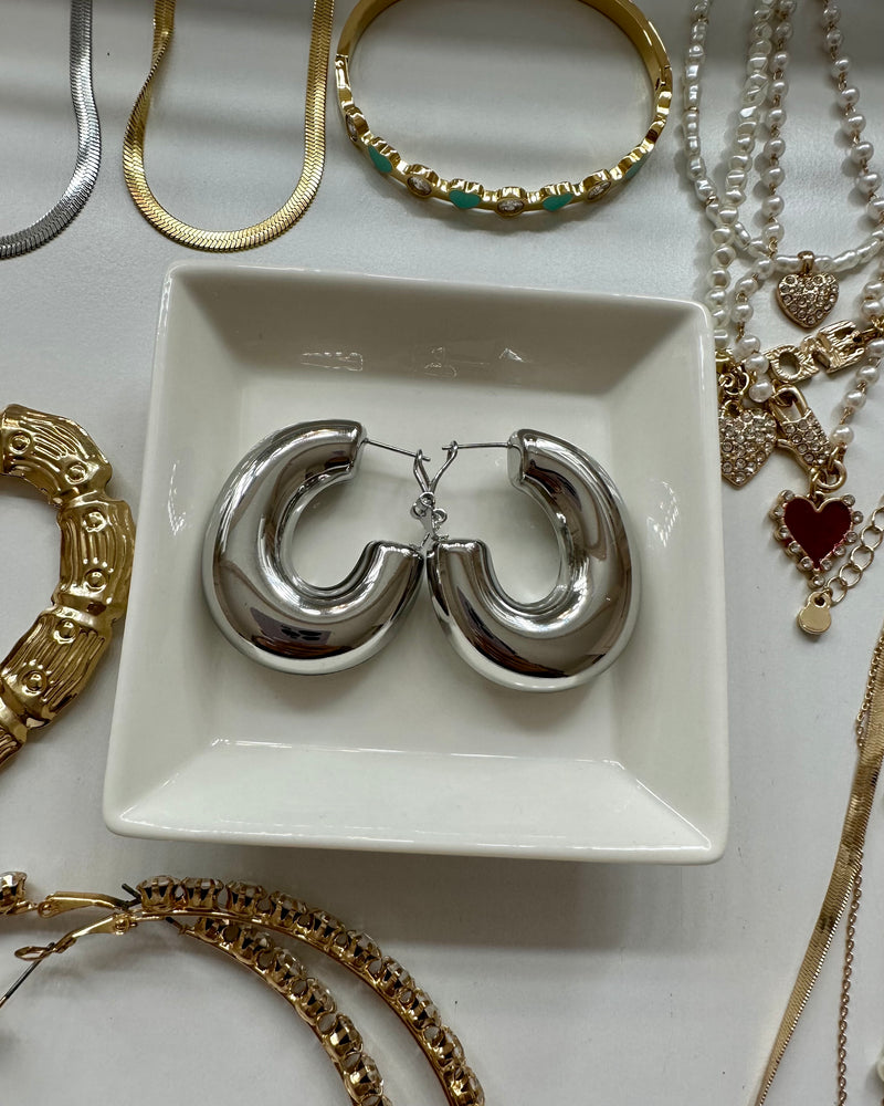 Hug Me Chunky Earrings - Silver