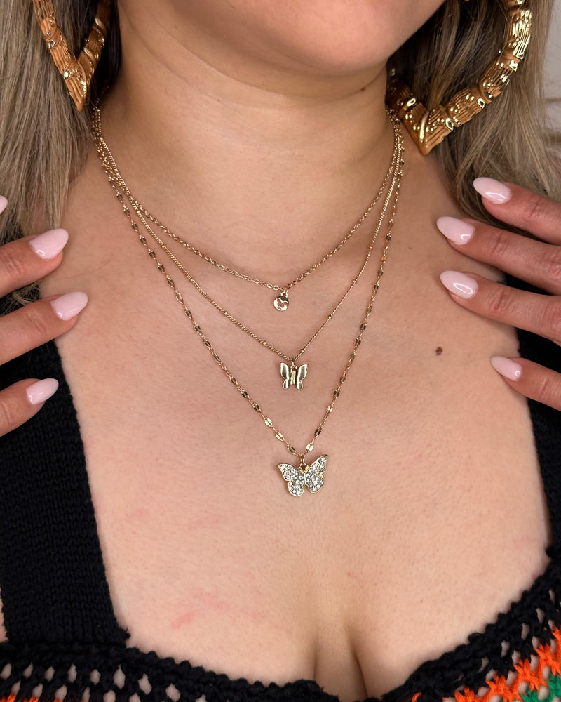 Fly Butterflies Necklace - Gold